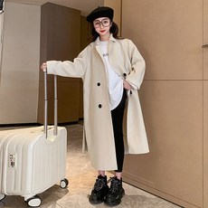 歐蘭吉達蒙 女童款4釦腰帶簡約長版雙排釦大衣