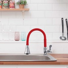 ER Tech 眼鏡蛇伸縮軟管水龍頭 直立式單把手 一體成型 紅色, 1個