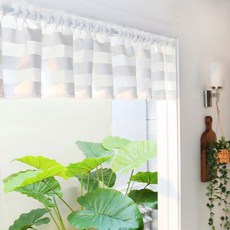 緞面橫條紋短簾, 白色