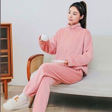 Twoistar 女款超細纖維拉鍊睡衣上下套裝
