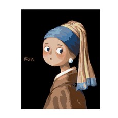 포픈 유화그리기 40 x 50 cm, 진주귀걸이소녀캐릭, 1개