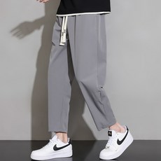 男款簡約鬆緊9分直筒褲