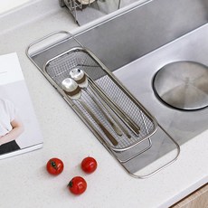 이우아여사 304올스텐 길이조절 싱크대 사각채반 바구니, 1개