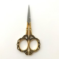 프렌치 에펠 모티브 빈티지 앤틱 자수 퀼팅 가위, F타입 클래식 플로랄 빈티지 골드, 1개