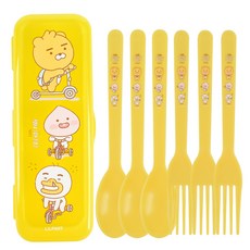 릴팡 리틀프렌즈 스푼 포크 케이스 세트 LI6182, 혼합색상, 스푼 3p + 포크 3p + 케이스, 1개