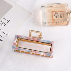 수스다 빅사이즈 사각 마블링 레오파드 메탈 프레임 반 올림머리 집게핀 186