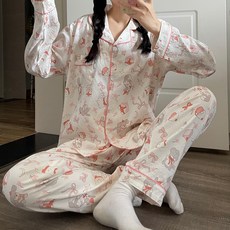 안나앤코 여성용 기프트퍼피 요루면 긴팔 파자마 상하의 세트