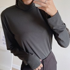 라미르 여성용 이너 스판 기본 베이직 목폴라 터틀넥 티셔츠