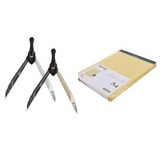 deLi 數學教學工具 Legal pad 打孔有線檔案筆記本 A4 黃色 5p + 座芯圓規一套 2 件 20502, 1套