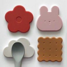 ade.l Lolly 矽膠湯匙筷架4件組 兔子, 1套, 兔子, 花朵, 餅乾, 雲朵