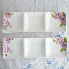 LOKO LIVING Bone China Floria 3 節分享盤, 白色的, 2個