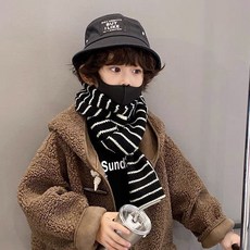 하라로이 아동용 스마일 줄무늬 스카프 목도리