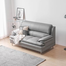 서울소호 도우 2인용 가죽소파 + 쿠션 1p 세트 방문설치, 그레이(소파), 혼합색상(쿠션)