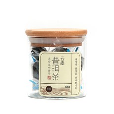 玻璃罐裝雲南普洱茶塊 S號 陳皮款, 64克, 1個