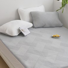 바자르 얼음결 3중직 냉감 밴딩 패드, 격자 그레이, 쿨매트