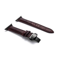 4YOU Apple Watch 3/4/5/6/7/SE 鱷魚紋皮革錶帶 (相容38/40/41mm), 深棕色