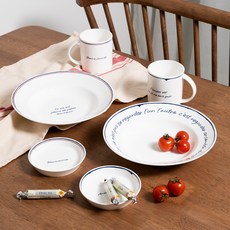 HANKOOK CHINAWARE L'été de Paris 義大利麵醃菜餐具組 6件組, 馬克杯 2種 + 義大利麵碗 22.8cm 2種 + 高腳碟 11.8cm 2種, 1套, 混合顏色