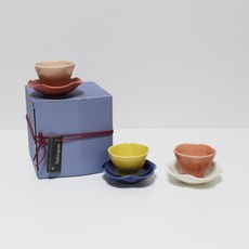 月鹽 韓國產陶瓷花瓣茶杯禮物組, 02 雙色, 1套