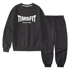TIMSFIT 男女通用大尺碼健身大標誌大學T束口褲套裝