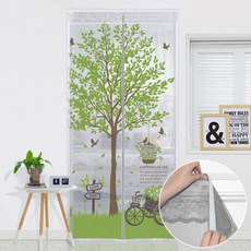 다샵 현관용 방문 자석 벨크로 부착형 모기장, 그린향기