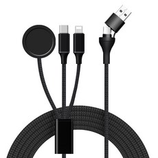 하이디 3 IN 2 갤럭시 워치 고속 충전 데이터 케이블 100W, 블랙, 1개, 1m