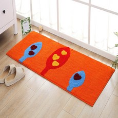 花朵長版腳踏墊, 橘色