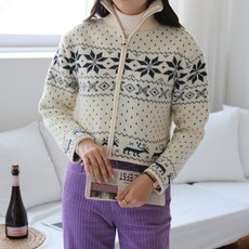 스칸디 집업 임산부 니트 가디건