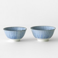 NICOTT Hanatokusa 單人餐具組, 藍色條紋圖案, 飯碗 + 湯碗, 1套