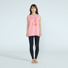 soleil 女款寬鬆版Annie背心 + 網眼高腰水上運動緊身褲防曬衣套組