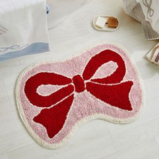 모던하우스 빅리본 면 터프팅 발매트 45 x 65 cm, 레드