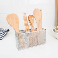 4BNK 스텐 304 물빠짐 걸이형 3칸 사각 수저통 대, 실버, 1개