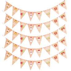 Party09 紙質聖誕三角拉旗, 米色, 5個