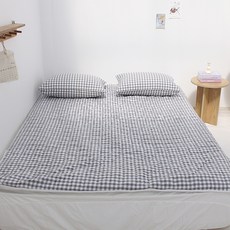 CHOUETTROOM 格紋BongBong 半超細纖維溫熱水暖墊套, 氛圍碳灰色