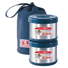 Pearl Horse 寶馬 不鏽鋼真空保溫便當盒提袋2件組 SHW-GL-500X2 500ml, 藍色, 1套
