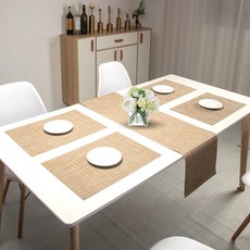 라온투유 플레이스 테이블 매트 4인 5p 세트, 16 베이지, 4인(450 x 300 mm, 300 x 1800 mm), 5개