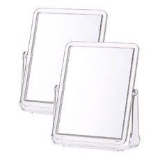 壓克力雙面360度旋轉方形桌鏡 2入, 透明