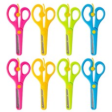 Tamsaa 兒童安全剪刀8件組, 粉色 + 黃色 + 黃綠色 + 天空, 1組