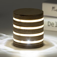 쿠스토리 LED 무드등 원목자작 수면등 원형, 주광색