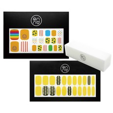 onnu On You Nail果凍凝膠時尚王足部美甲貼+檸檬心形美甲貼+磨甲棒, 混色, 1組