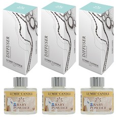 Lumier 植物酒精擴散器 100ml + 蘆葦棒 5p 套裝, Baby Powder, 3組