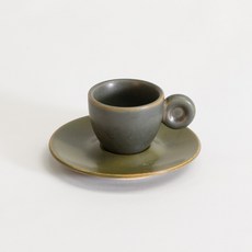 月鹽 韓國製陶瓷義式濃縮杯, 橄欖綠, 1個