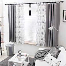 Rainbow house 三角畫遮光窗簾2p, 灰色的