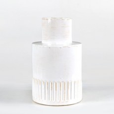 雙層圓筒鐵製花瓶, 白色