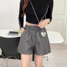 토마토팩토리 여성용 플레잉 3부 밴딩 레더 숏팬츠