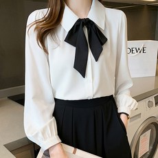 POPLARNC Alpha-chin領結女式襯衫