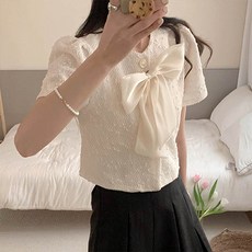 앤드스타일 여성용 디테처블리본 반팔 자켓 262311