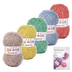 Yarna 高級豆沙包造型菜瓜布 80g x 5入 + 圖案C款8種組合, N3復古彩虹, 1套