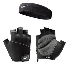 나이키 여성용 엘레멘탈 글러브 양손착용 + 헤어밴드 세트, 블랙, 1개