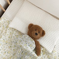 my little daisy 嬰幼兒用純棉絎縫人造絲枕頭套, 象牙白 + 白色