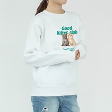 험블스튜디오 여성용 굿키튼고양이 프린팅 맨투맨 긴팔 티셔츠 TSST_59